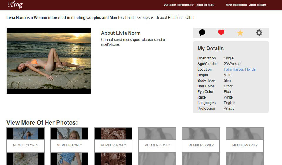 Website, App, interface, registration Fling