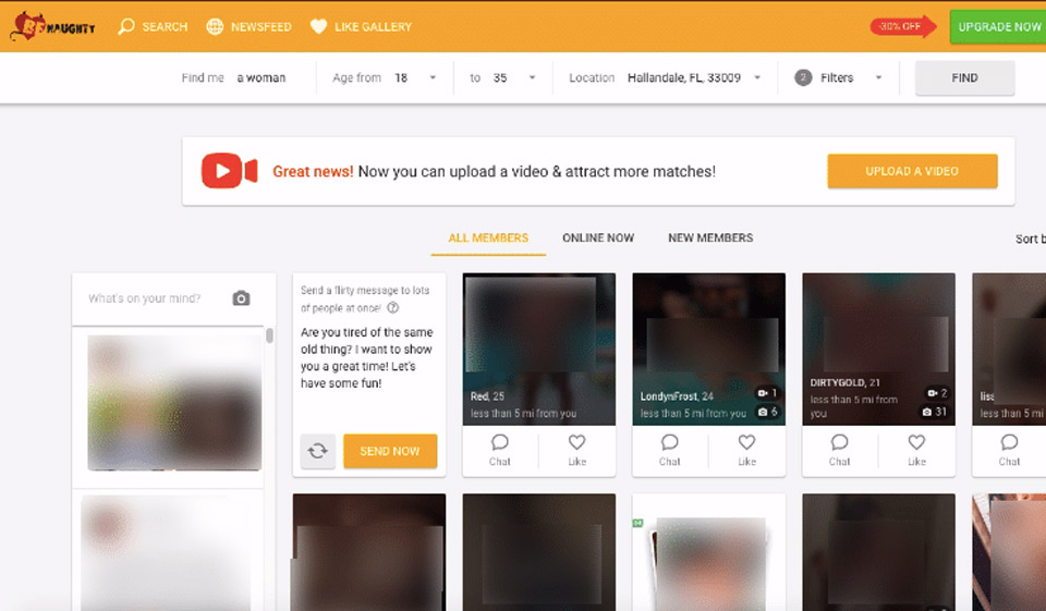 Search Opportunities and Filters on BeNaughty