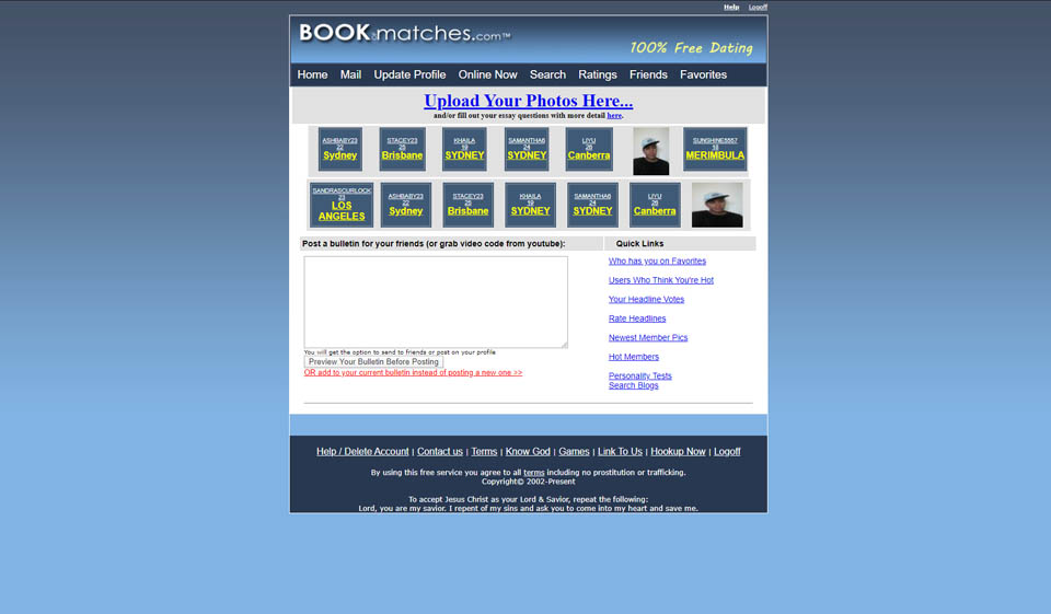 Bookofmatches Review: A free dating site with great user base