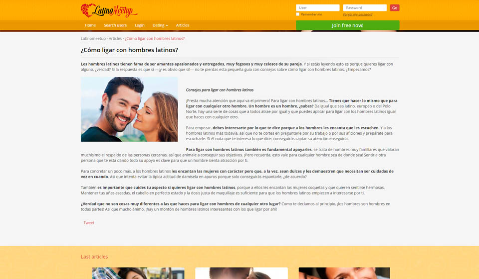 Searching Options and Filters at LatinoMeetup