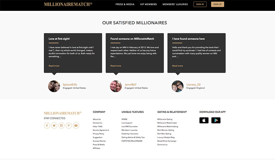 MillionaireMatch Features