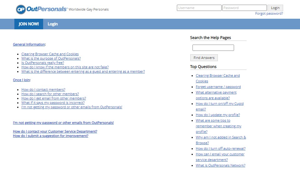 OutPersonals grensesnittsøk