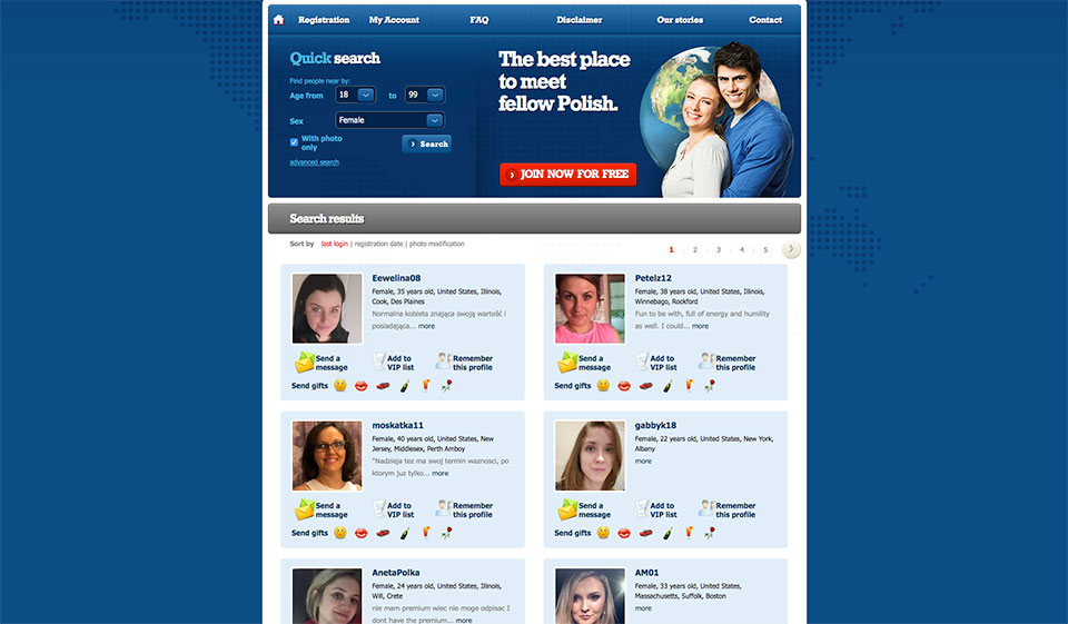 Recherche d'options et de filtres chez Polish Hearts