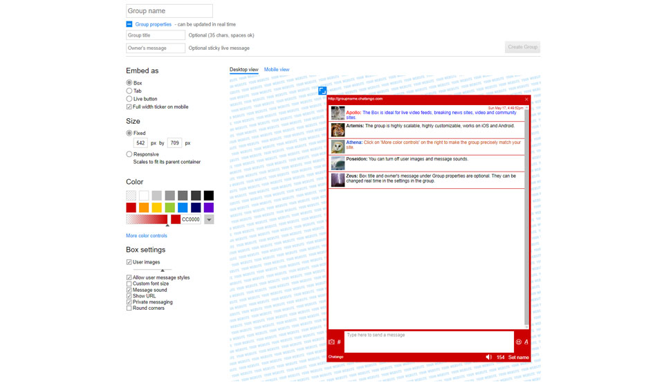Chatango.com'a Özel Özellikler