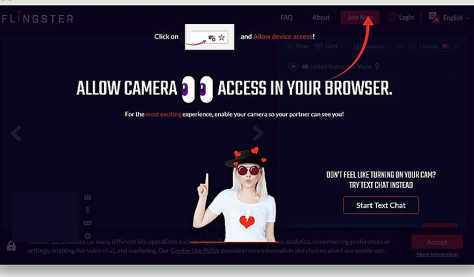 Flingster Web, aplikace, rozhraní, registrace