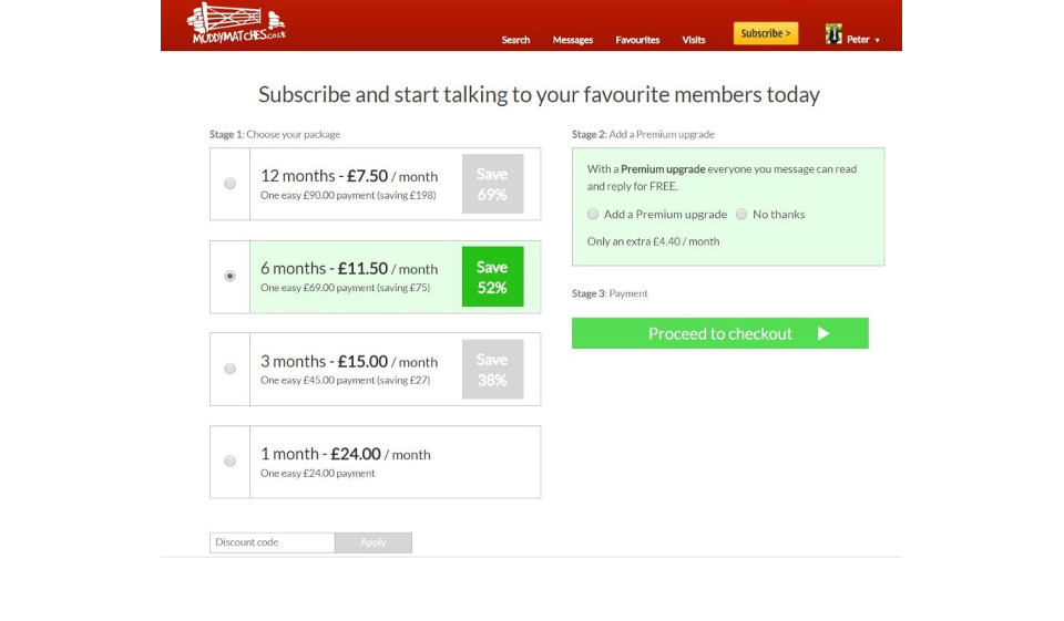 MuddyMatches cena za členství a způsob platby