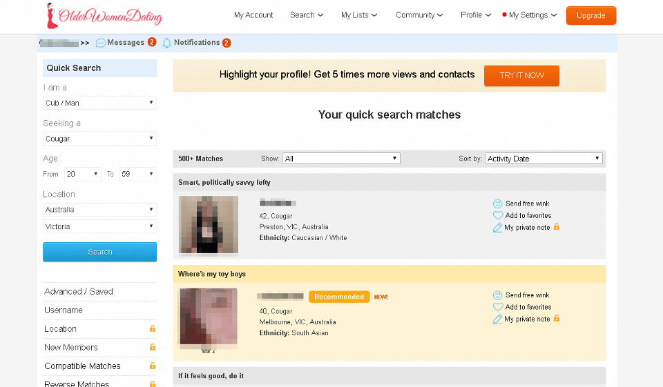 Older Women Dating Support