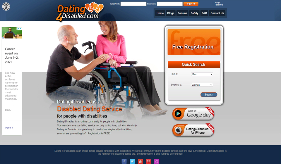 DATING4DISABLED (Web, Android, iOS)