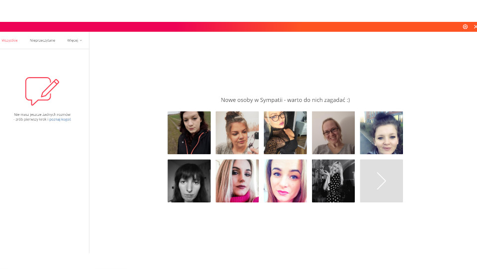 Opcje wyszukiwania i filtry na stronie Sympatia.pl