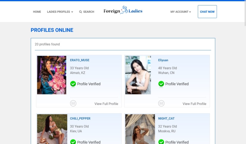 Opzioni di ricerca e filtri su ForeignLadies