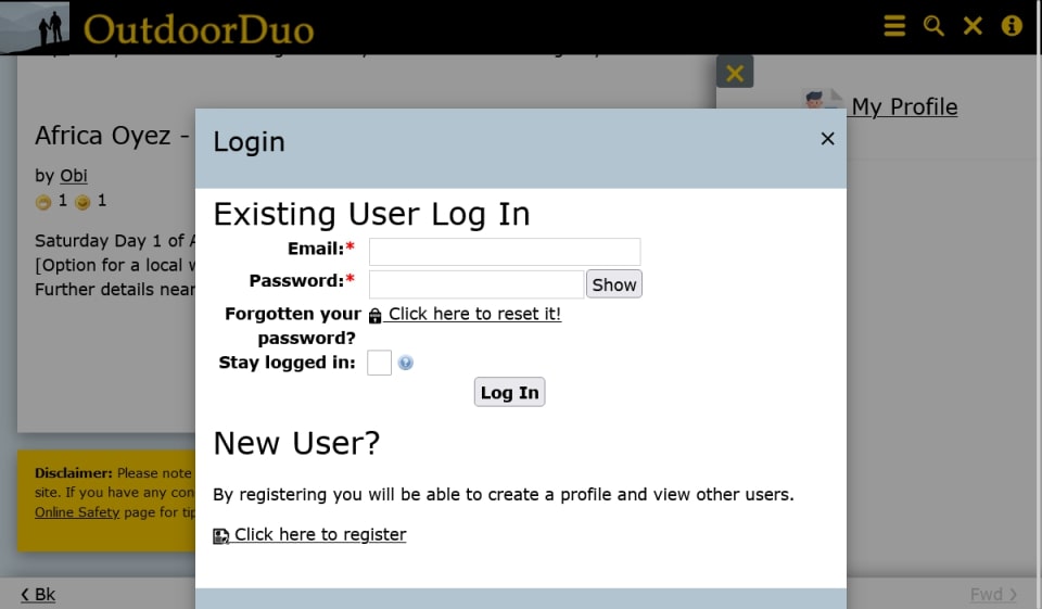 Searching Options and Filters at OutdoorDuo