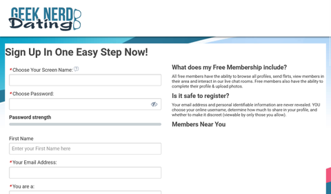 Opciones de búsqueda y filtros en Geek Nerd Dating